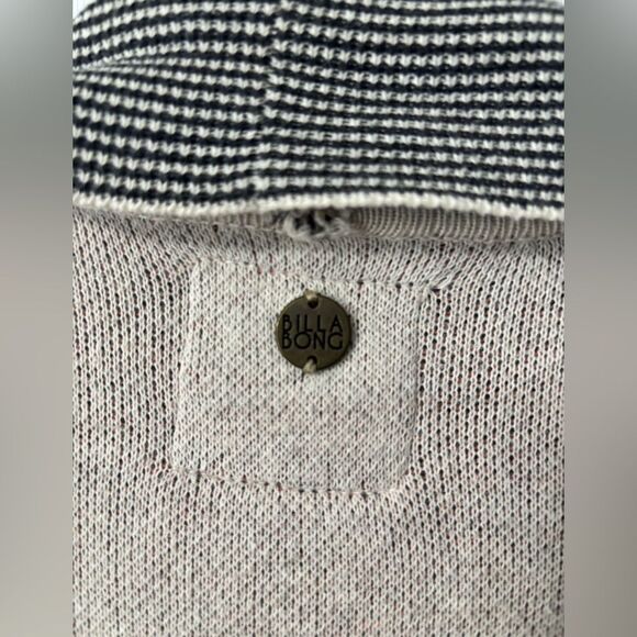 Billabong Boho Aztec Sz Small Open Front Draped Cardigan Sweater Logo Collared - Picture 7 of 10